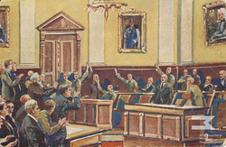 A meeting convened by the Workers and Soldiers Council in the City Council Hall in Poznań, on Monday, 11 November 1918. At the meeting, after a fiery speech by the late Marjan Głowacki, Ph.D., the decision was taken to remove Mayor Wilms from office.
