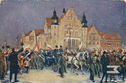 Paderewski’s arrival in Poznań accompanied by English officers, on Thursday 26 December 1918.