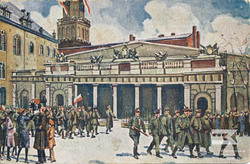A historic moment – the retreat of German guards while the Polish guard enter the Old Market Square in Poznań.