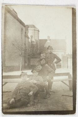 Scouts (Czarnkow), from below: Schellner, Ceglarz, Sowa, Henke, Dobrowolski, Ziętkowski. Easter 1920.