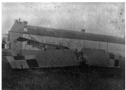Crashed aeroplane - Aviatic C.III No. 12342/17, in the wreckage of which, Captain Pilot Wiktor Lang died (Ławica, 4 February 1920). The aeroplane was used in Greater Poland for training purposes from the moment of its capture at the Ławica Airport on 6 January 1919.
Photo from the collections of the “Polona” Digital National Library