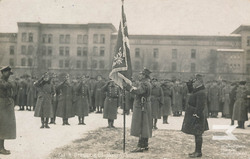 General Józef Dowbor-Muśnicki awarding the standard of the 1st Greater Poland Rifle Regiment, 04/02/1919, yard of the barracks of the 6th Prussian Grenadiers Regiment