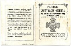Card of the former People’s Guard Supreme Command’s Memorial Badge for bravery in the former Prussian Partition