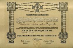 Award document of the Greater Poland Uprising of 1918/1919 Participants’ Associations Union Badge